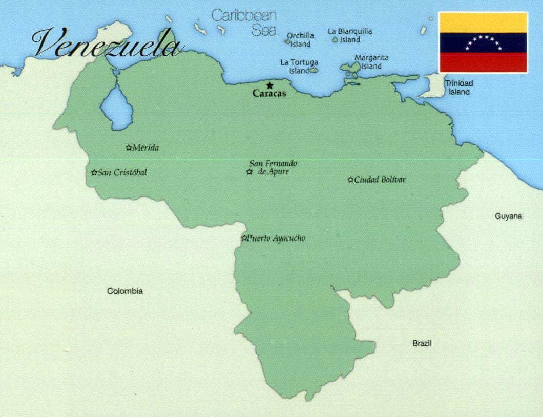 ನಕ್ಷೆ venezuela ಜೊತೆ ನಗರಗಳು