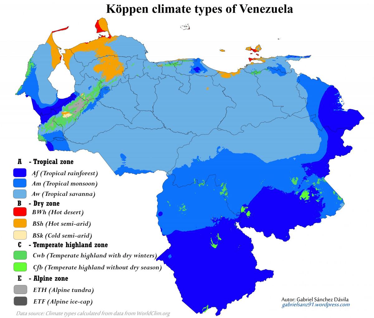 ನಕ್ಷೆ venezuela ಹವಾಮಾನ