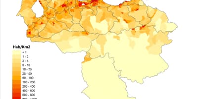 ವೆನೆಜುವೆಲಾ ಜನಸಂಖ್ಯೆಯ ಸಾಂದ್ರತೆ ನಕ್ಷೆ